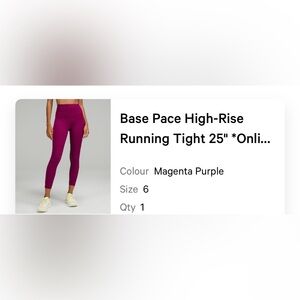 lululemon athletica Magenta Purple Running Tights